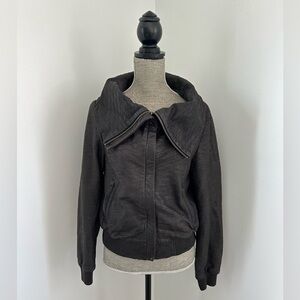 All Saints Spitafields Leather Bomber Jacket Size 8